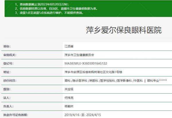 萍乡爱尔保良眼科医院资质 www.jingansicbd.com.jpg
