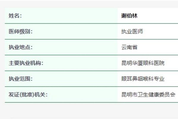 昆明华厦眼科医院谢伯林医生jingansicbd.com/