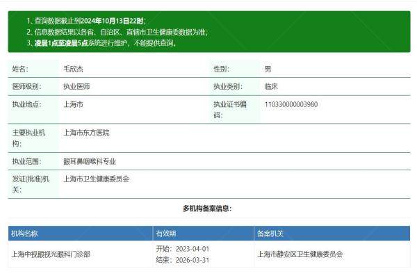 上海中视眼视光眼科门诊部毛欣杰医生www.jingansicbd.com