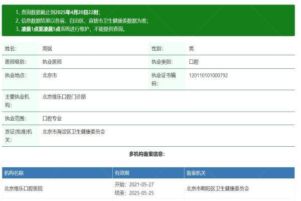 北京维乐囗腔医院周铭简介